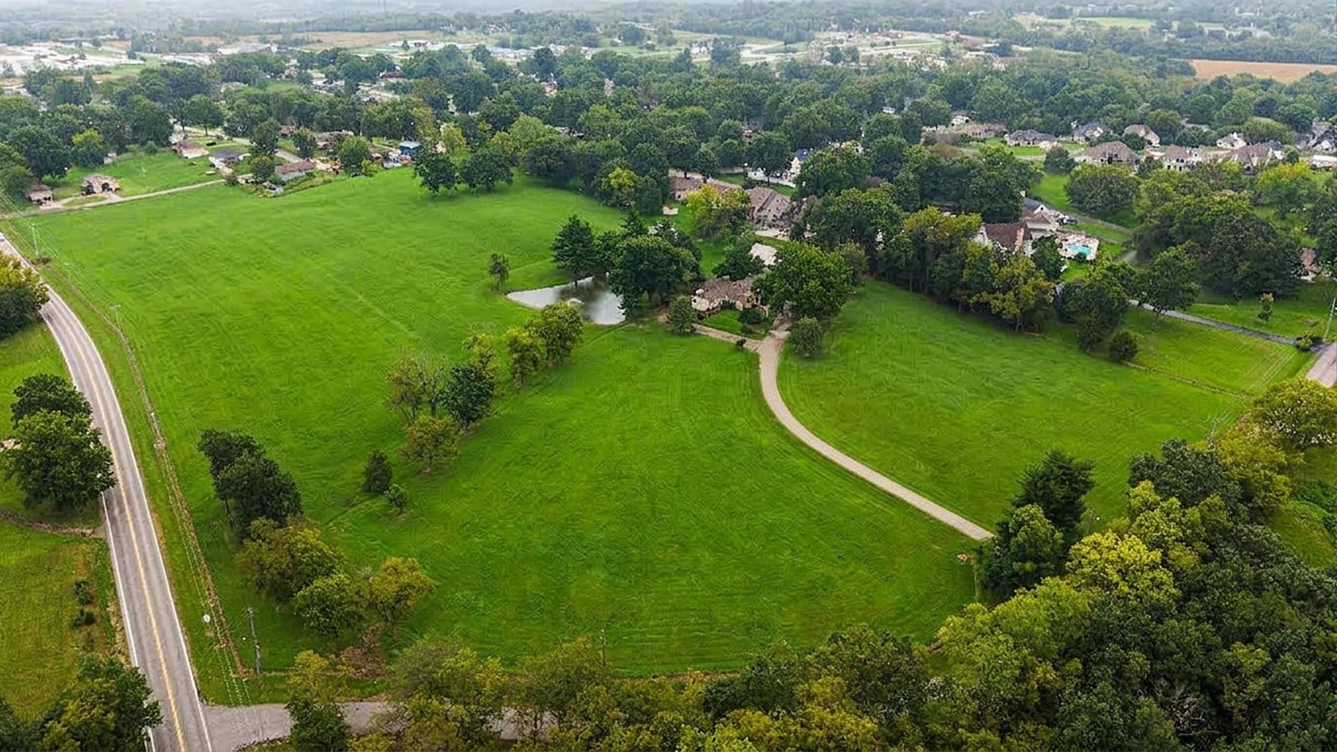 Aerial view of the eighteen acres
