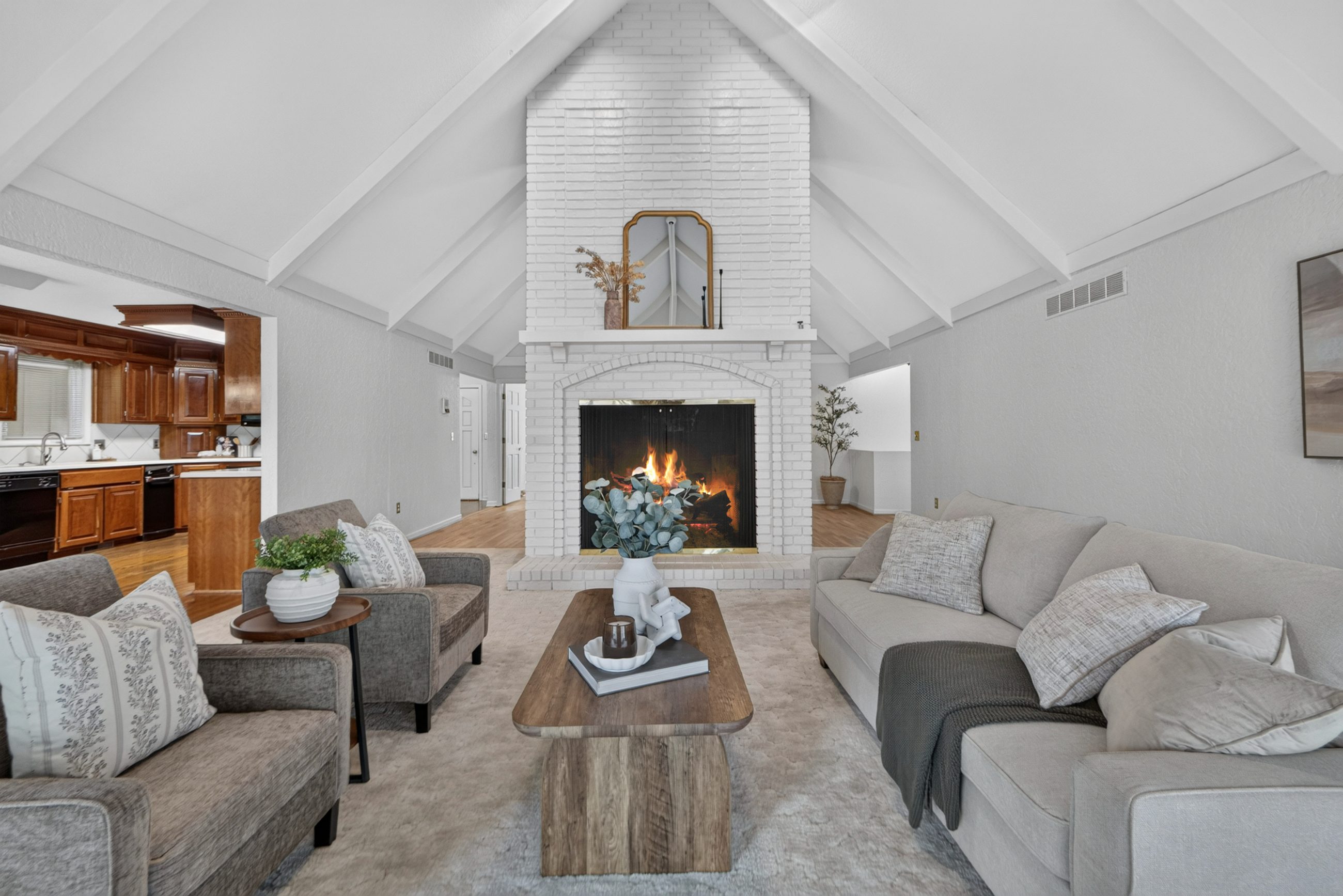 Living room with fireplace
